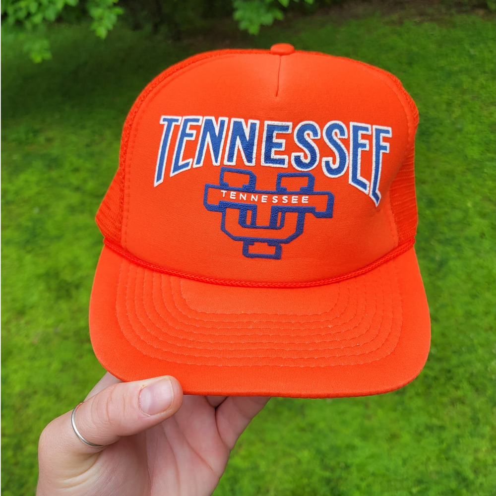 Vintage 80s University of Tennessee Volunteers Orange Mesh Snapback Hat Cobra